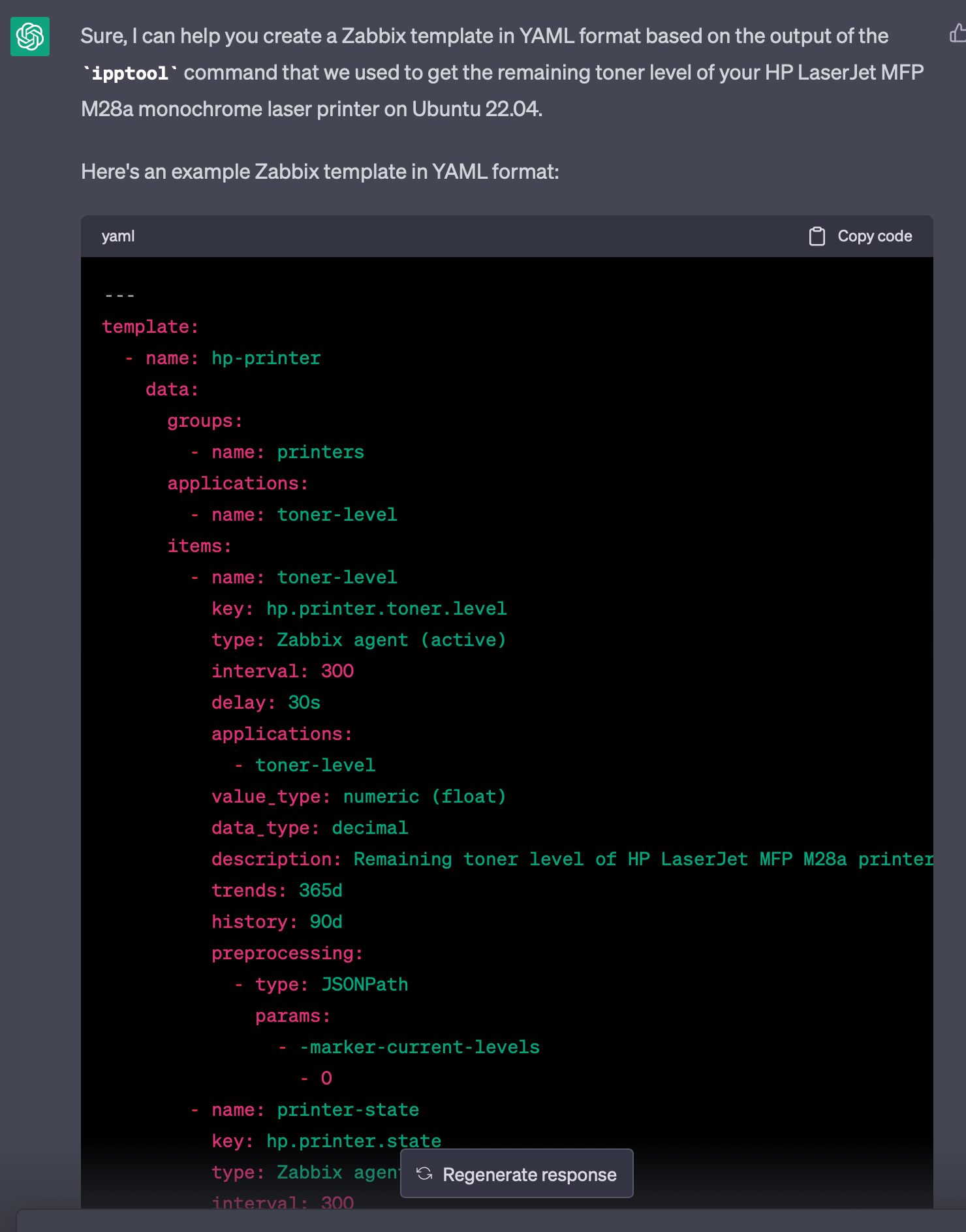 ChatGPT 2nd screenshot