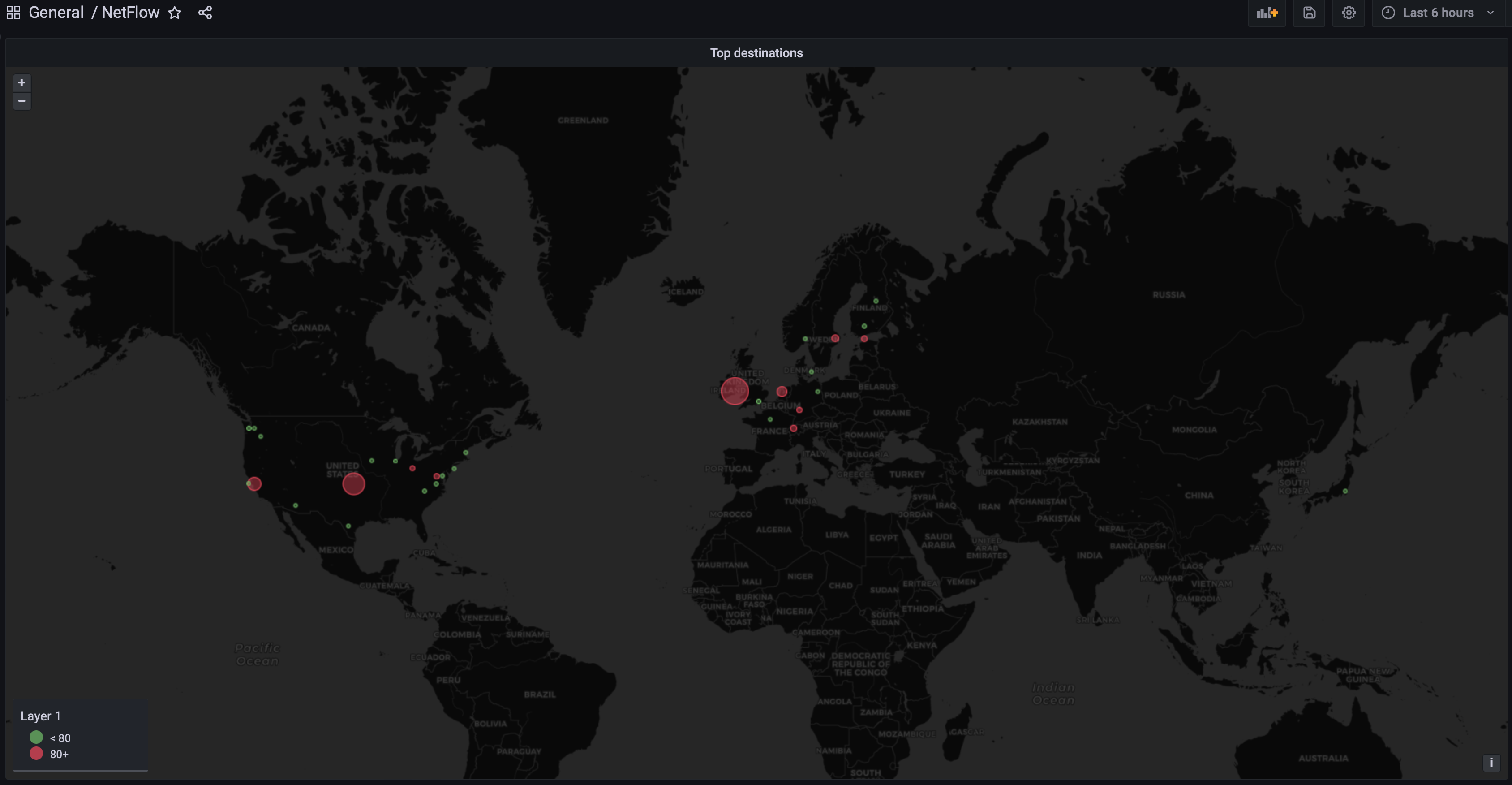Grafana NetFlow world map