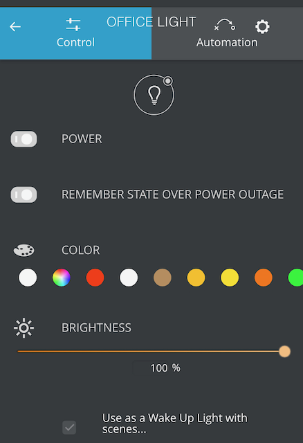 Cozify home office light