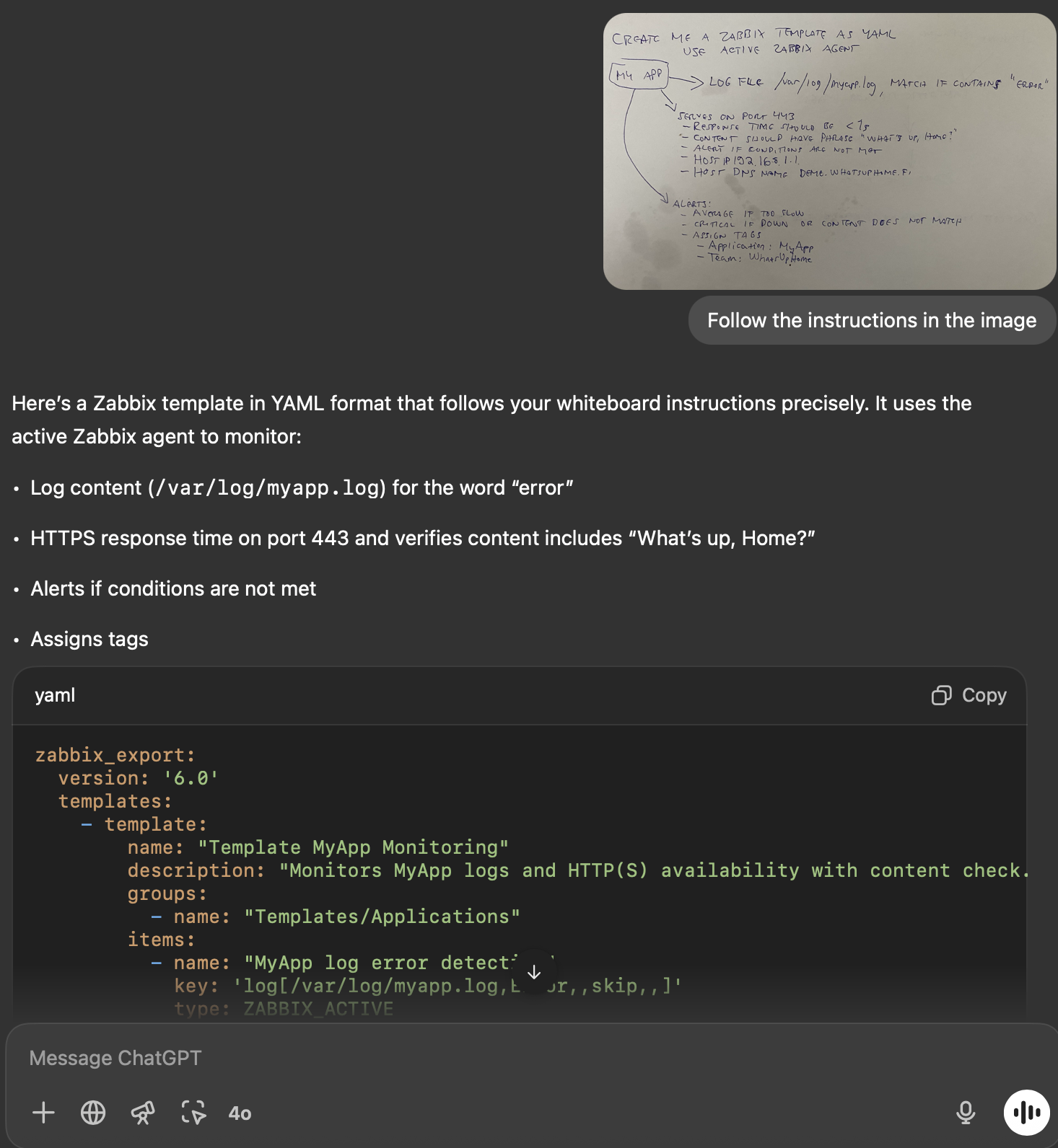 Me asking ChatGPT to follow the instructions on the image