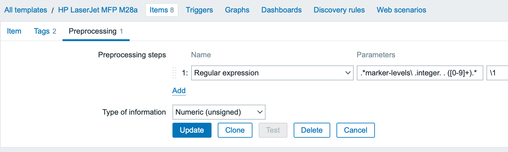 Zabbix item pre-processing