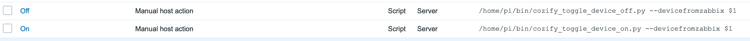 Screenshot from Zabbix Administration --> Scripts