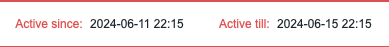 Active since -- till