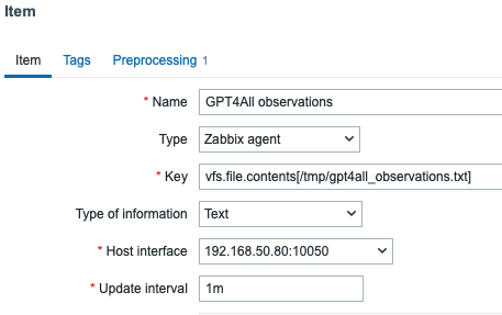 Zabbix item