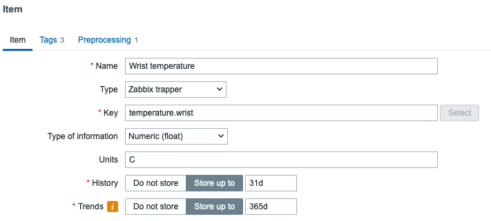 Wrist temperature item