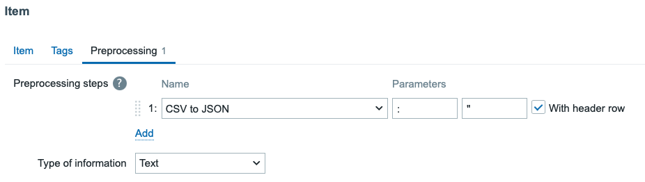 CSV to JSON preprocessing
