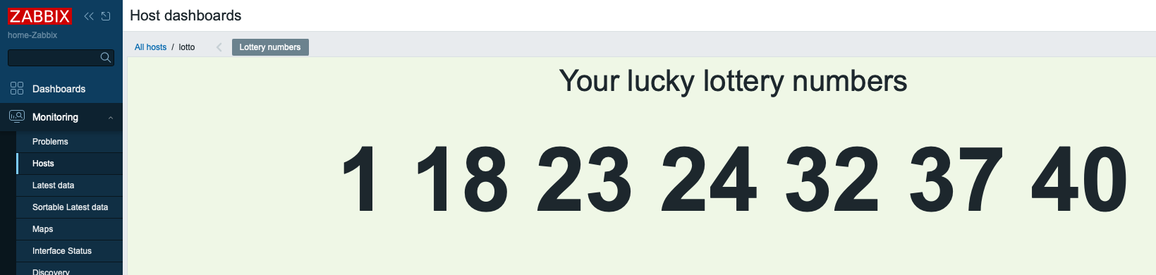 Lotto numbers dashboard