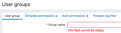 User groups form validation