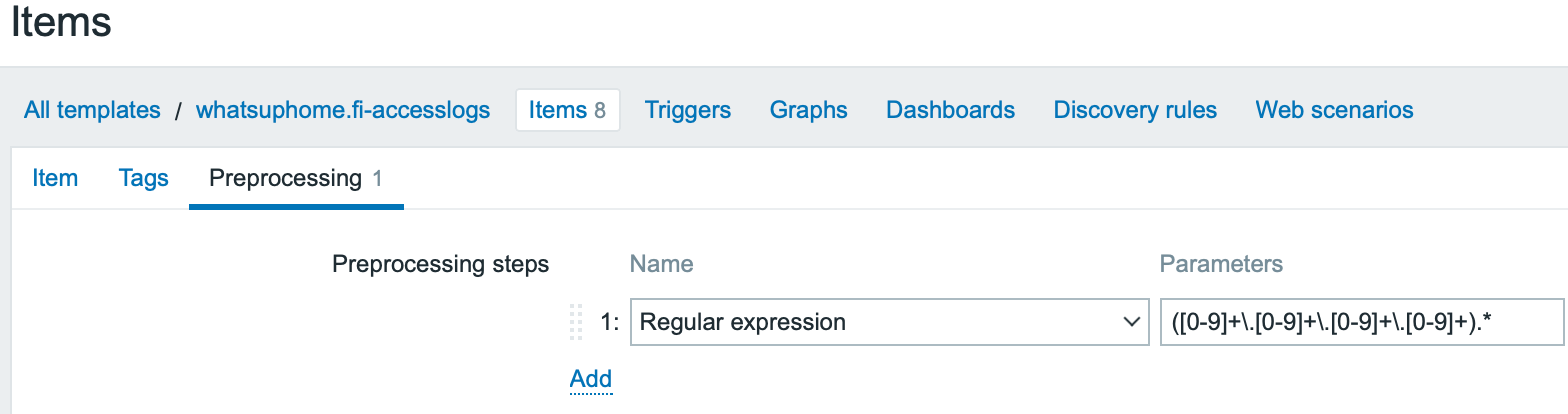 Item pre-processing regular expression