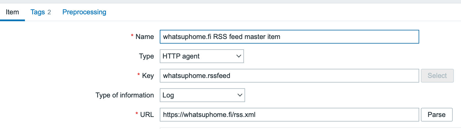 HTTP Agent master item